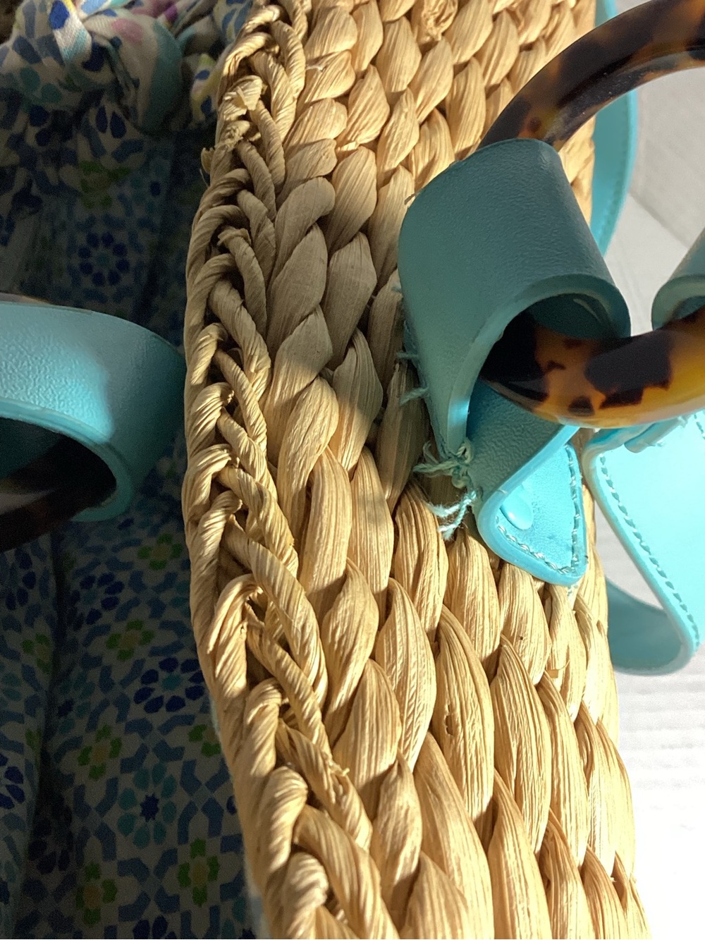Vera Bradley Turquoise-Strap Woven Tote with Paisley Print - Picture 10 of 16